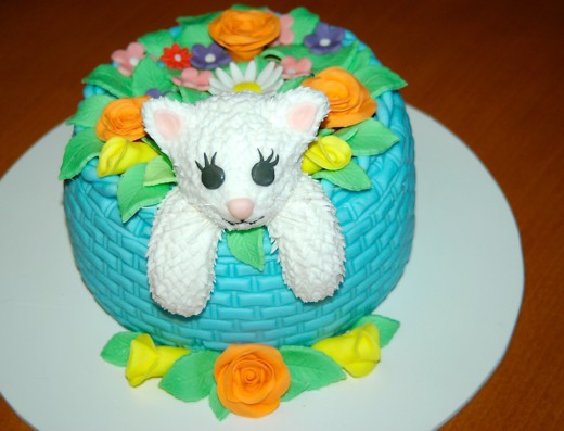 obrázek dortu - dort Košík s kočičkou
