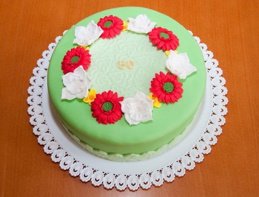 obrázek dortu - dort Kulatý dort s barevnými kytičkami