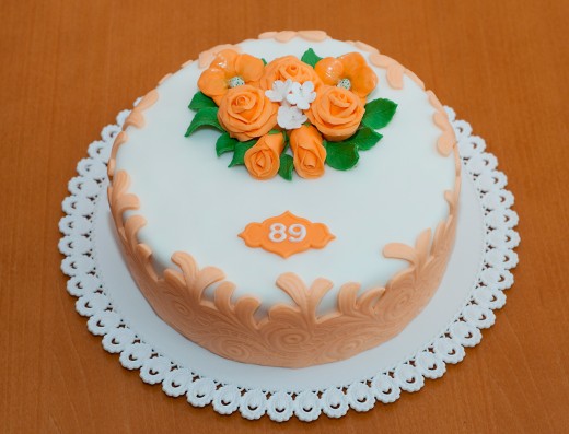 obrázek dortu - dort Oranžový dort s krajkou