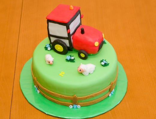 obrázek dortu - dort Traktor s ovečkami