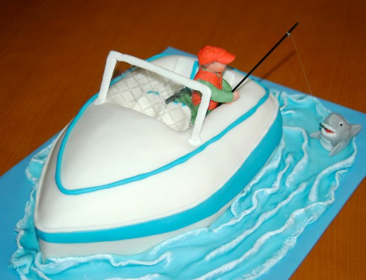 obrázek dortu - dort Loď s rybářem